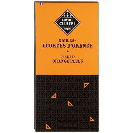 Плитка Michel Cluizel из темного шоколада 63% какао и цедрой апельсина 100 г