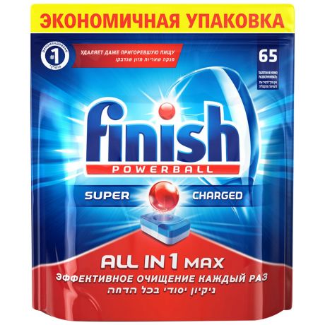 Средство для мытья посуды в посудомоечной машине Finish All in1 Shine&Protect в таблетках 65 штук