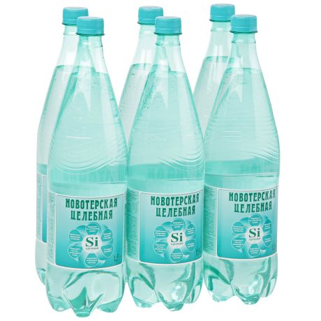 Вода Новотерская целебная минеральная питьевая газированная 6*1,5л