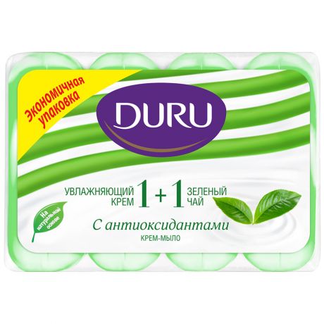 Мыло туалетное Duru 1+1 "Зеленый чай & крем", 4*90г