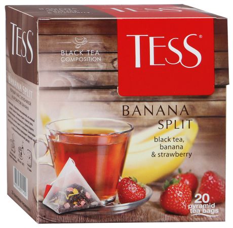 Чай Tess Banana Split черный с ароматом клубники и банана 20 пирамидок по 1.8 г