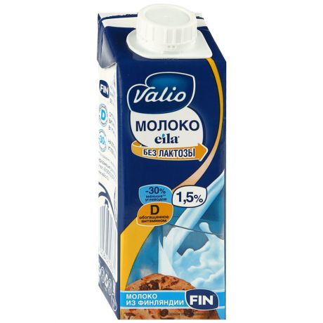 Молоко Valio Eilaбезлактозное ультрапастеризованное 1.5% 250 мл