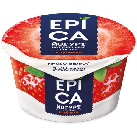 Йогурт Epica натуральный клубника 4.8% 130 г
