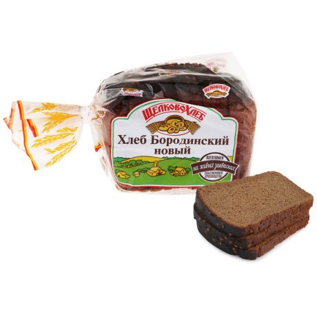 Хлеб Щелковохлеб Бородинский новый нарезанный, 0,5кг