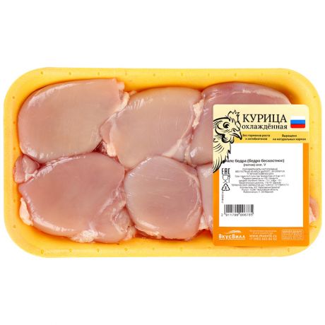 Филе бедра цыпленка-бройлера без кости ВкусВилл охлажденное на подложке 0.5-1.1 кг