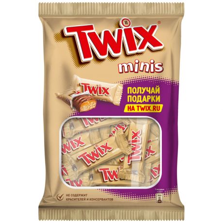 Печенье Twix minis песочное с карамелью покрытое молочным шоколадом 184г