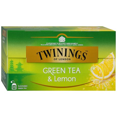 Чай Twinings Green Tea and Lemon зеленый с ароматом лимона 25 пакетиков по 1.6 г