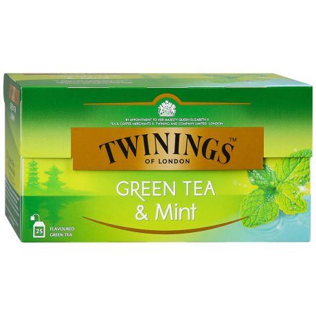 Чай Twinings Green Tea Mint зеленый с ароматом мяты 25 пакетиков по 1.5 г