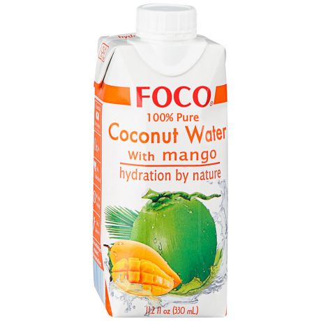 Вода Foco кокосовая со вкусом манго, 330 мл