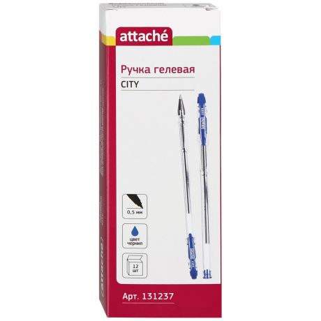 Ручка Attache City гелевая синяя, 0,5мм, 12шт/уп