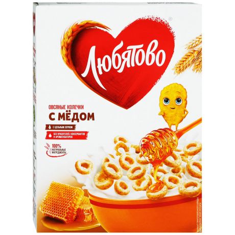 Завтрак Любятово Овсяные колечки с натуральным медом, 200г