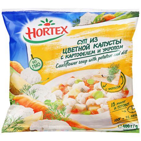 Смесь овощная Hortex Суп из цветной капусты с картофелем и укропом быстрозамороженная 400 г