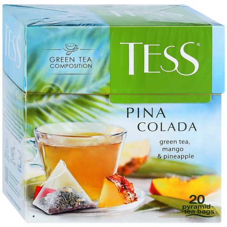 Чай Tess Pina Colada зеленый с ароматом тропических фруктов 20 пирамидок по 1.8 г