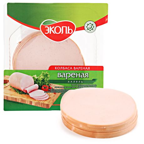 Вареная колбаса Эколь "Вареная Халяль" нарезка, 250г