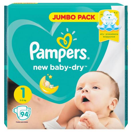 Подгузники Pampers New Baby-Dry 1 (2-5 кг, 94 штуки)