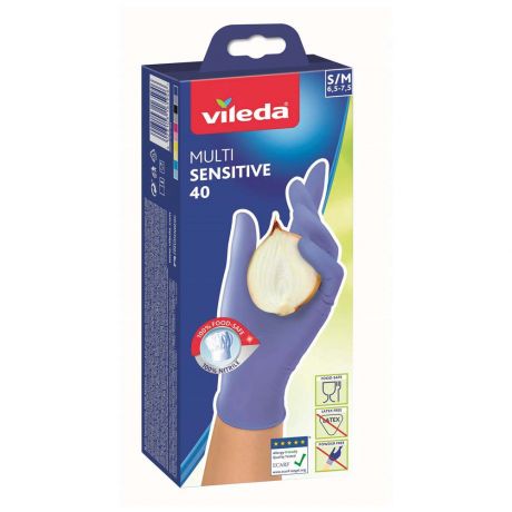 Перчатки Vileda нитриловые одноразовые размер S/M 40 штук
