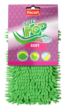 Насадка для швабры Paclan GREEN Mop Soft плоская, цвет салатовый