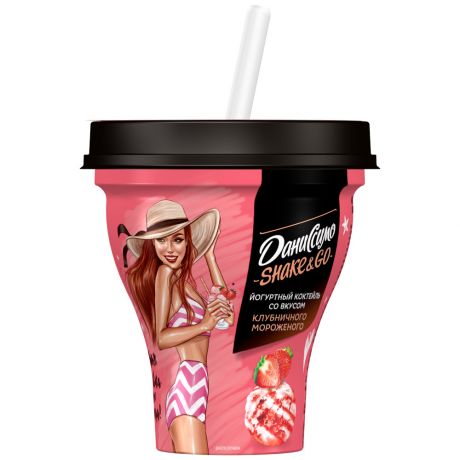 Коктейль Даниссимо йогуртный со вкусом клубничного мороженого 5.2% 260 г