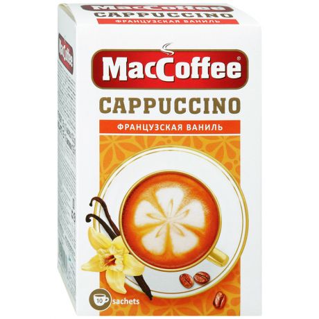 Напиток MacCoffee Капучино кофейный порционный растворимый 3 в 1 10 пакетиков по 12.5 г