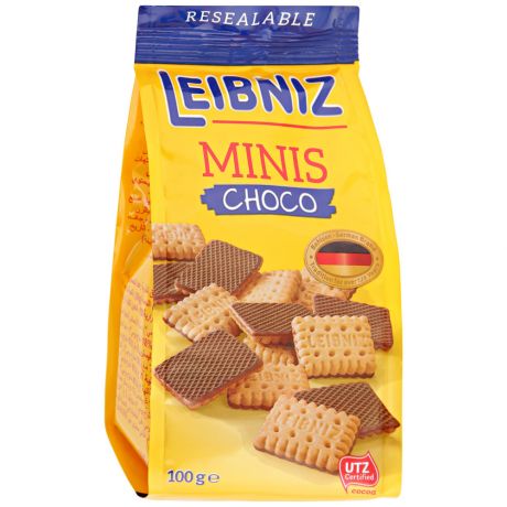 Мини-печенье Leibniz сливочное с шоколадом 100г