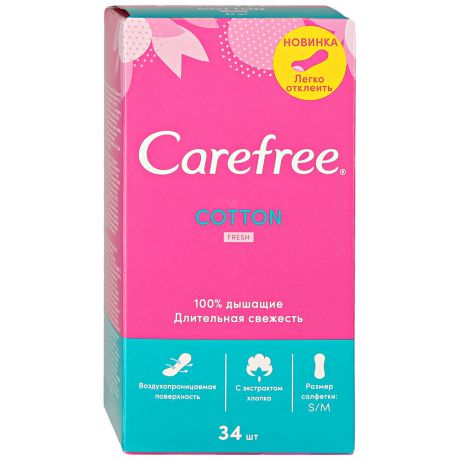 Прокладки ежедневные Carefree Cotton Fresh Экстракт хлопка ароматизированные 34 штуки