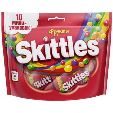 Жевательные конфеты Skittles "Фрукты", 10 мини-упаковок 120г