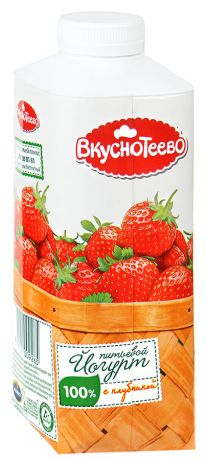 Йогурт Вкуснотеево питьевой с клубникой 1.5% 750 г
