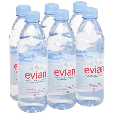 Вода питьевая Evian негазированная минеральная 6 штук по 0.5 л