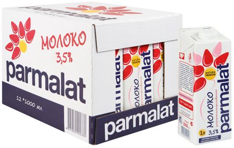 Молоко Parmalat ультрапастеризованное 3.5% 12 штук по 1 л