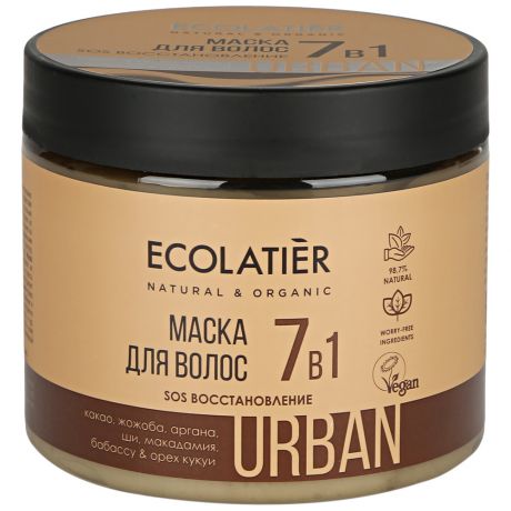 Маска для волос Ecolatier SOS Восстановление 7в1 Какао и жожоба 380 мл