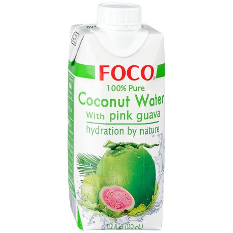 Вода Foco кокосовая с мякотью розовой гуавы, 330мл