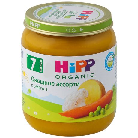 Пюре Hipp Organic Овощное ассорти с Омега-3 без сахара с 7 месяцев 125 г