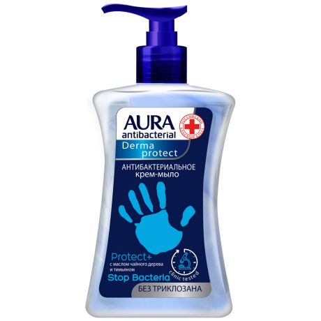 Крем-мыло Aura Derma Protect антибактериальное флакон с дозатором 250 мл