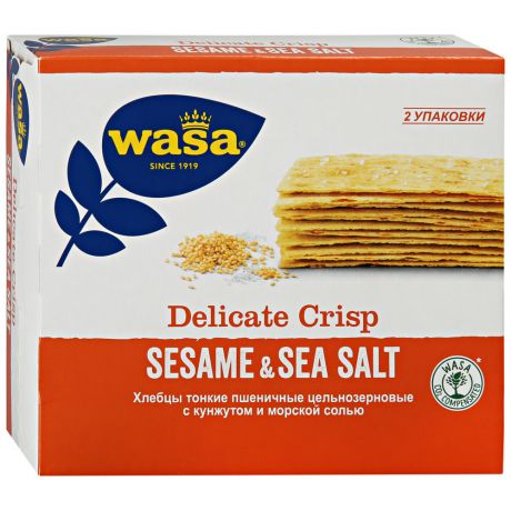 Хлебцы Wasa Delicate Crisp Sesame & Sea Salt тонкие пшеничные цельнозерновые с кунжутом и морской солью 190 г