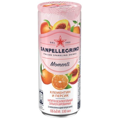 Напиток Sanpellegrino Momenti Мандарин и Персик газированный сокосодержащий 330 мл
