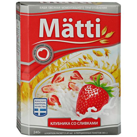 Каша Matti овсяная порционная Клубника со сливками, 240г
