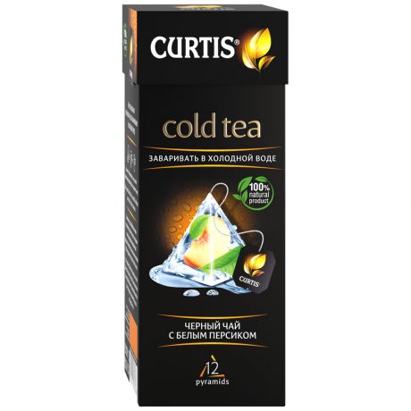 Чай Curtis Cold Tea черный крупнолистовой с белым персиком 12 пирамидок по 1.7 г