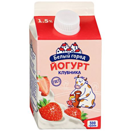 Йогурт Белый город фруктовый клубника 1.5% 500 мл