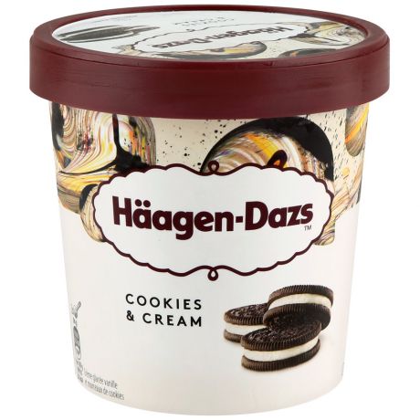 Мороженое пломбир Haagen Dazs ванильное с кусочками шоколадного печенья 386 г