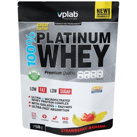 Протеин VpLab 100% Platinum Whey клубника-банан 0,75кг