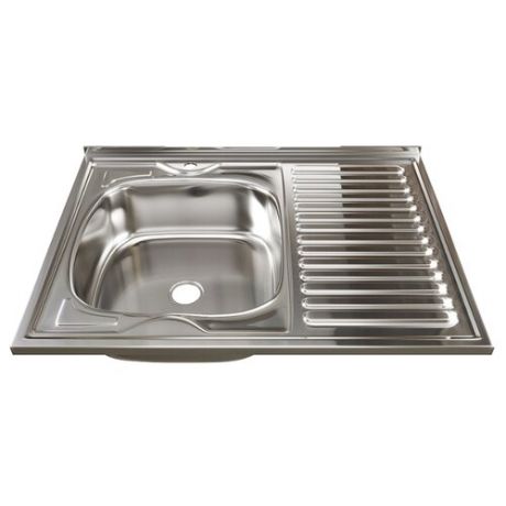 Накладная кухонная мойка 80 см Mixline 60х80 (0,4) 1 1/2 левая 527970 нержавеющая сталь/глянец
