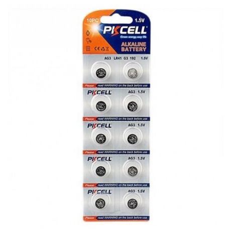 Батарейка PKCELL Super Akaline Button Cell AG3 10 шт блистер