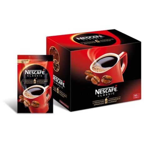 Растворимый кофе Nescafe Classic с молотой арабикой, в пакетиках (30 шт.)
