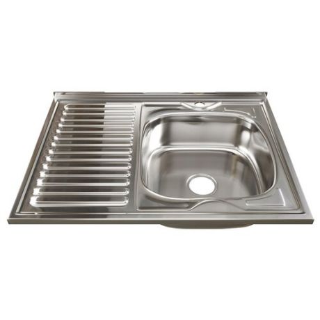 Накладная кухонная мойка 80 см Mixline 60х80 (0,6) 3 1/2 правая 528017 нержавеющая сталь/глянец