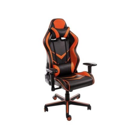 Компьютерное кресло Woodville Racer игровое, обивка: искусственная кожа, цвет: черный/оранжевый