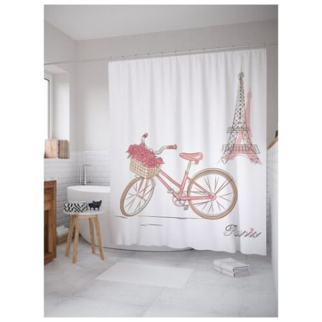Штора для ванной JoyArty Цветочный велосипед в Париже 180х200 (sc-13179)