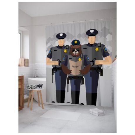 Штора для ванной JoyArty Медведь и полицейские 180х200 (sc-5385)