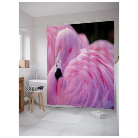 Штора для ванной JoyArty Любопытный фламинго 180х200 (sc-14670)