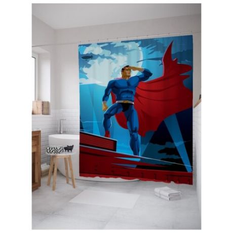 Штора для ванной JoyArty Супермен в прожекторах 180х200 (sc-23742)