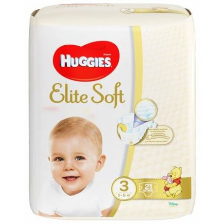 Huggies подгузники Elite Soft 3 (5-9 кг) 21 шт.